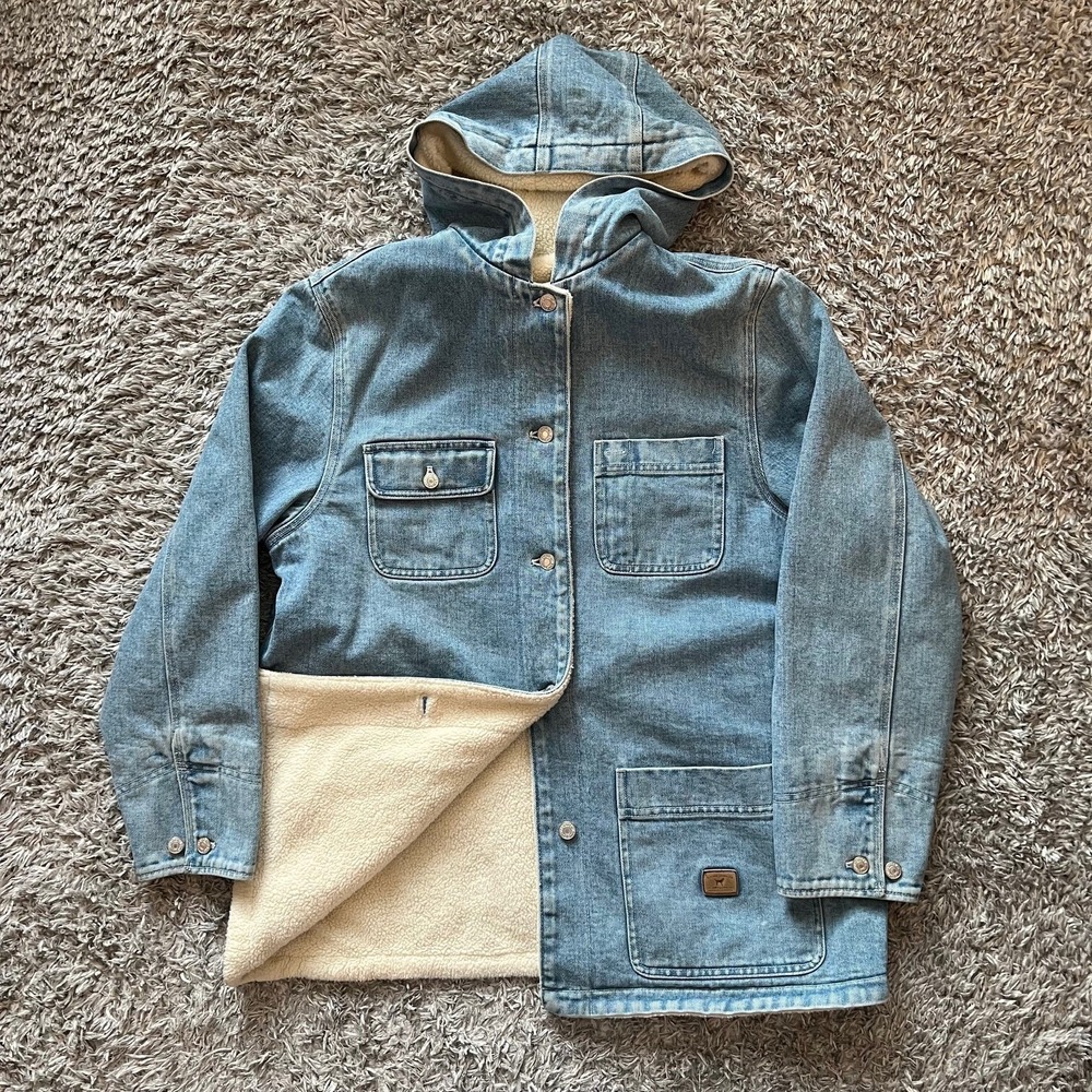 Lauren Jeans Co Barn Jacket Sherpa Lined Chore Coat Work Shacket Large‎ Y2K 90s